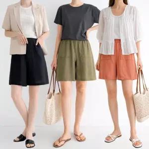 여성 여름 드라이터치 반바지 3종세트 와이드 허리밴드