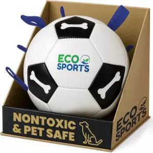 스트랩이 달린 에코 스포츠 대형 반려견 축구공 페치 트레이닝 및 야외 놀이를 위한 면 그랩 탭이 있는