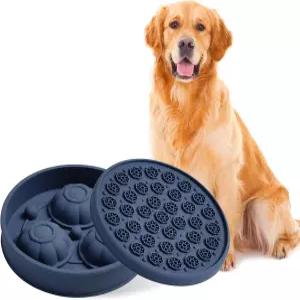 2개의 다기능 실리콘 핥기 볼과 매트 및 간식 몰드 슬로우 피더 볼 반려동물용 BPA 프리 프리즈 질식 방지