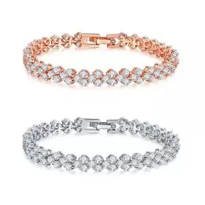 TBZ TENNIS 스포츠 남녀 팔찌 S925 3열 큐빅 도금 지르코니아