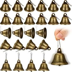 크래프트 벨 24개의 PCS 브론즈 징글 빈티지 X 1.5인치 스프링 훅 강아지 배변 훈련 초인종 웨딩 데코 DIY