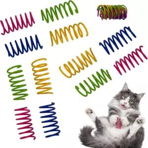 실내 고양이와 위한 스프링 장난감 12팩 컬러 플라스틱 나선형 코일 스왓팅 물어뜯기 추격 및 사냥을