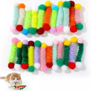 아제프누크 24PCS 고양이 스프링 장난감 선명한 색상의 나선형 코일 인터랙티브 모든 연령대의 위한 것