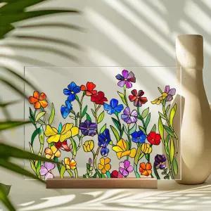 ADFLTFC 아크릴 데스크톱 장식 표지판 나무 스탠드가 있는 투명 책상 홈 데코 농가 오피스 직장 책장