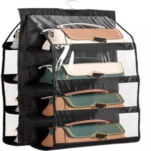 핸드백 지갑 정리함 8개의 포켓 업그레이드 방진 옷장 세탁 가능한 여성 블랙