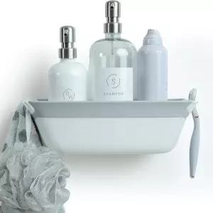 슬립엑스 솔루션 샤워 정리함 캐디 견고한 수납 파워락 흡입 컵 최대 22파운드 도구 없음 드릴 프리 제거