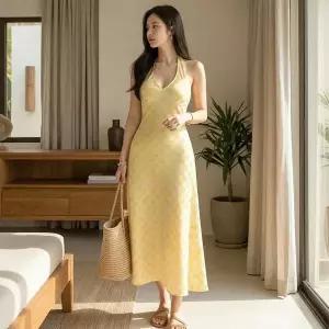 [신세계라이브쇼핑][옷자락] 여자 홀터넥 롱원피스 데이트룩 바캉스 원피스