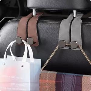 카시트 헤드레스트 후크 2팩 업그레이드 백 더블 지갑 가방 및 휴대폰용 카 정리 액세서리