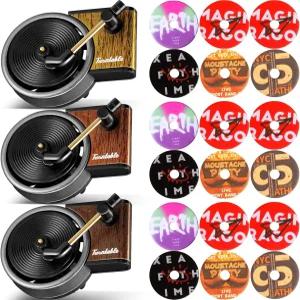 프렌다 21피스 레코드 플레이어 자동차 에어 프레시너 통풍구 클립 3개 선물용 리필 패드 18개 장식