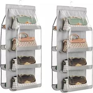 ZB.soar 핸드백 지갑 정리함 확대된 8포켓 업그레이드 방진 세탁 가능한 옷장 여성 그레이