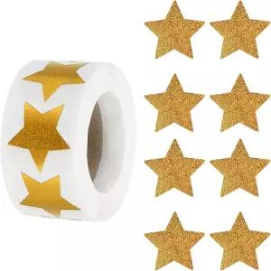 파티킬 스타 스티커 롤 1인치/25mm 500개 보상 행동 차트 교사 용품 DIY 공예품 황금색