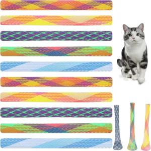 이지미브스 고양이 튜브 장난감 10개의 PCS 플라스틱 스프링 코일 나일론 메시 텔레스코픽 실내 위한