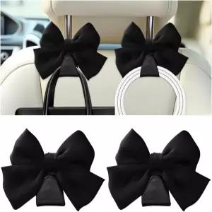 귀여운 보우 카시트 헤드레스트 후크 2PCS 다기능 차량 뒷좌석 걸이 지갑 가방용 자동차 실내 시트백 수납