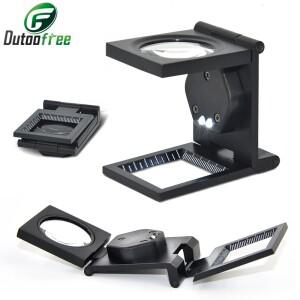 접이식 현미경 확대경 스탠드, 섬유 광학 미니 도구, 눈금이 있는 루페, 10X, 28mm, 1PC