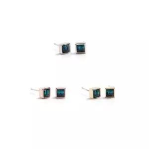 학생귀걸이 에메랄드 스퀘어 크리스탈 은침 귀걸이 E510 4mm