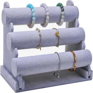 3단 팔찌 홀더 디스플레이 벨벳 시계 정리함 판매용 스탠드 공급업체용 탈착식 주얼리 랙그레이