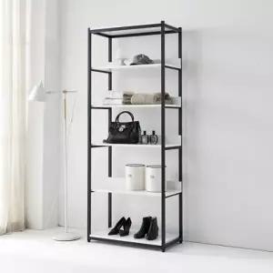 가구산책 화이트 5단 철제선반 행거시스템 수납장 B4075