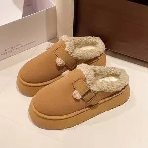 여성 2컬러 데일리 심플 털기모 뮬 슬리퍼 LK-U286