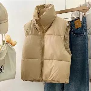 여성 오버핏 데일리 패션룩 크롭 패딩 조끼 WS-JP22