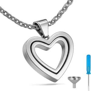 재용 하트 펜던트 목걸이 스테인리스 스틸 헤어 로켓 유지 기억 유리 항아리 화장 바이알