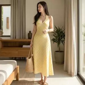 [옷자락]여자 홀터넥 롱원피스 데이트룩 바캉스 원피스