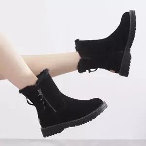 털안감 스웨이드 지퍼 여성 데일리 미들부츠 C1027