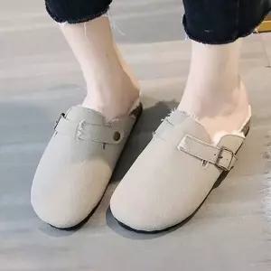4컬러 여성 데일리 겨울 버클 털 슬리퍼 BOSTON