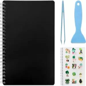 DHATMYC 재사용 가능 스티커 북 컬렉션 앨범 80매 빈 릴리스 페이퍼 A5 사이즈 도구를 보관 정리함 블랙