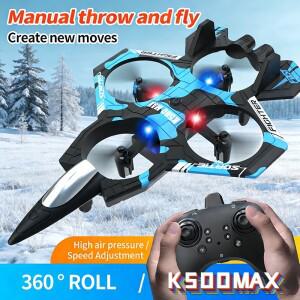 K500 MAX RC 비행기 전투기 2.4G 무선 조종 스턴트 글라이더 360 ° LED 장난감이 있는  롤링 EPP 폼