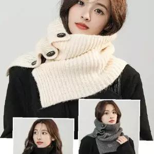 니트 소재 단추 여밈 목 보온용 넥워머 겨울 방한 머플러 스키 야외활동용