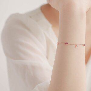 [제이로렌] B0862 루비하트 로즈골드 큐빅 체인팔찌