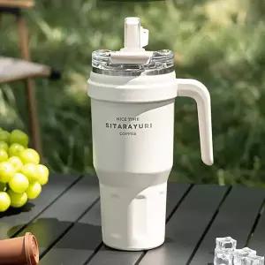 2WAY 대용량 텀블러 손잡이 빨대 스텐 텀블러 1.1L 보온보냉 휴대용