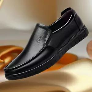 남성구두 부드러운 가죽 캐주얼 신발 남성화 봄 라운드 통기성 경량 비즈니스 토 시즌 슬립온