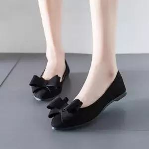 [오노마] ONM 커다란 리본 포인트 여성 스웨이드 플랫슈즈