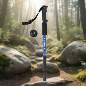 초경량 4단 접이식 트레킹 폴 블루 등산 지팡이 산악용 워킹 스틱I자형 일자형 다용도이 용스틱
