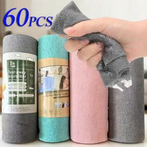 20 60개 행주 물티슈 재사용 가능한 파이버 주방 타월 가정용 청소용