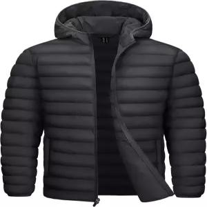 후드 방수 방풍 단열 재킷이 있는 TACVASEN 남성용 경량 패딩 퀼팅 안감 겨울 코트