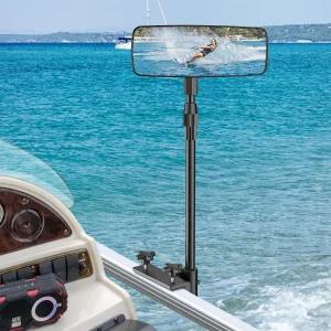 보트 미러 망원 폴 및 헤비 듀티 브래킷이 장착된 업그레이드된 폰툰 리어 뷰 스키 수상 위한 광각 조절식