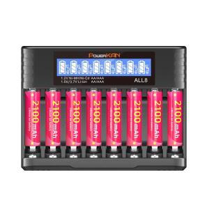 POWERKAN ALL8 충전기, 8슬롯 고속 LCD AA/AAA 충전기, 1.2V Ni-MH 1.5V/3.7V 리튬 이온 충전지에