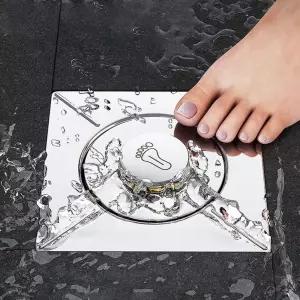 욕실 바닥 배수구 캡 스퀘어 드레인 발터치형 하수구차단 위생 트랩커버