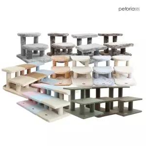 펫토리아 한탭뚝딱 강아지계단 펫스탭 방수3단 사각 반달 플러시