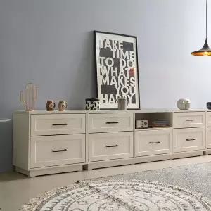 [장인가구]셀리아 화이트 대리석패턴 2400 높은 거실장