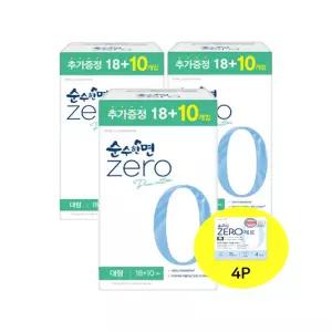 깨끗한나라 순수한면 제로 생리대 대형 28Px3팩+생리대 4P