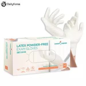 유한킴벌리 라텍스장갑100매 M 파우더프리 글러브 식품 위생장갑 고탄력 일회용 고무장갑 D