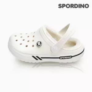 [하프클럽/스포디노]큐브밴드윈터(화이트)_스포티 원톤 패밀리 털슬리퍼/방한슈즈