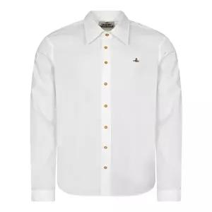 [비비안웨스트우드]23FW ORB 로고 자수 셔츠 화이트 2401000J W009Q A401