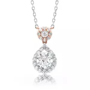 [하나다이아몬드]5부 천연다이아몬드 14k 18k 투톤 물방울 프로포즈 목걸이 란 HNDN05733