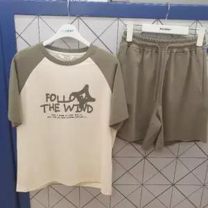 HC14 여아 카키라글란 셋업 여아 카키라글란 셋업 티셔츠/ 4.5부 반바지 셋업