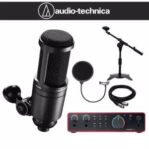오디오테크니카 AT2020 콘덴서 마이크 포커스라이트 스칼렛2I2 4세대 탁상용T자 스탠드 패키지