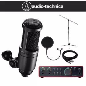 오디오테크니카 AT2020 콘덴서 마이크 포커스라이트 스칼렛2I2 4세대 롱스탠드 패키지